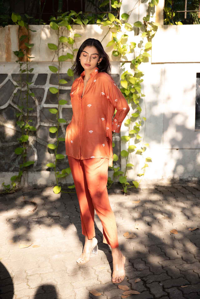 Orange embroidered Co-ord Set (Set of Two)