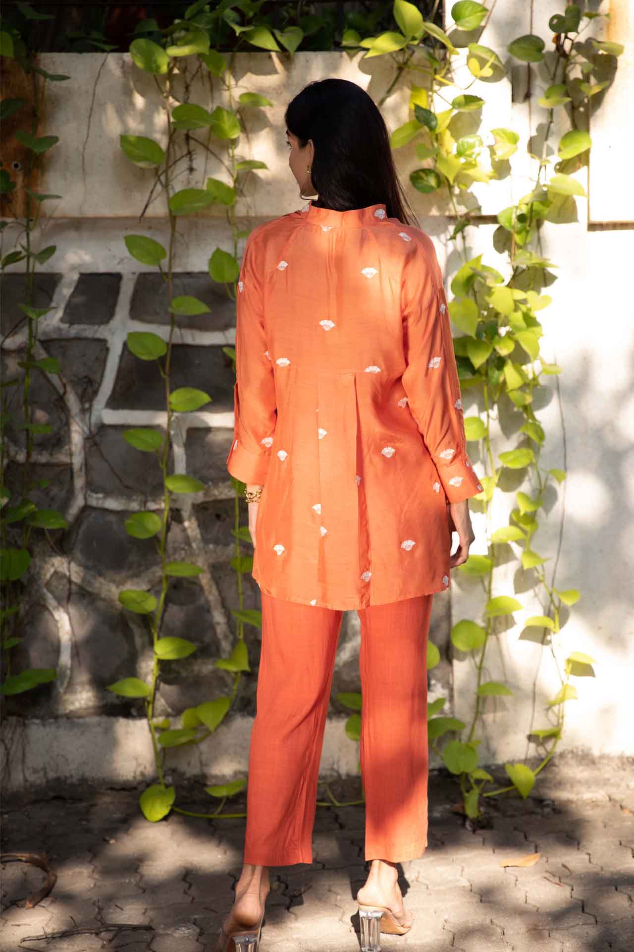 Orange embroidered Co-ord Set (Set of Two)