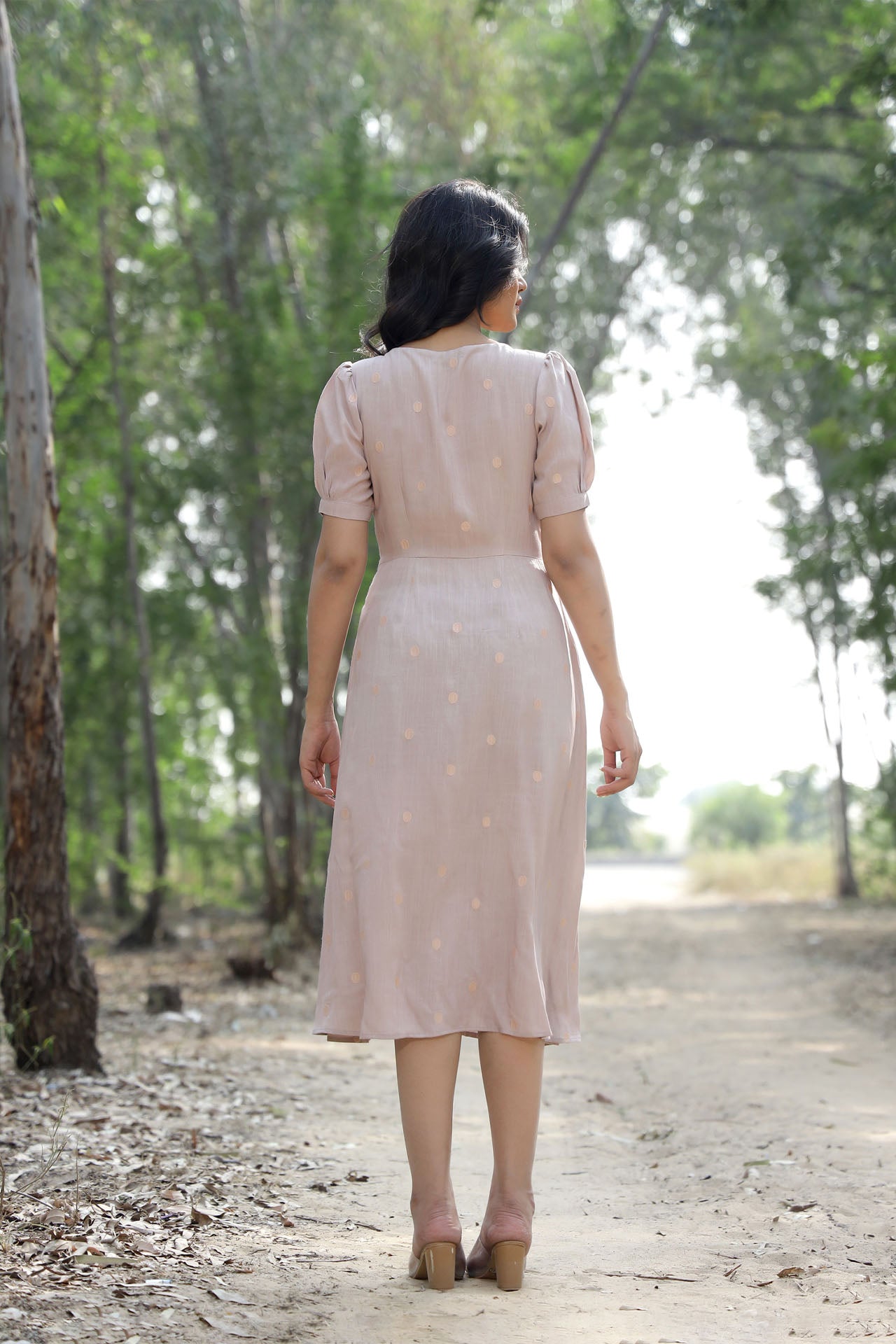 Beige Polka Dot Dress