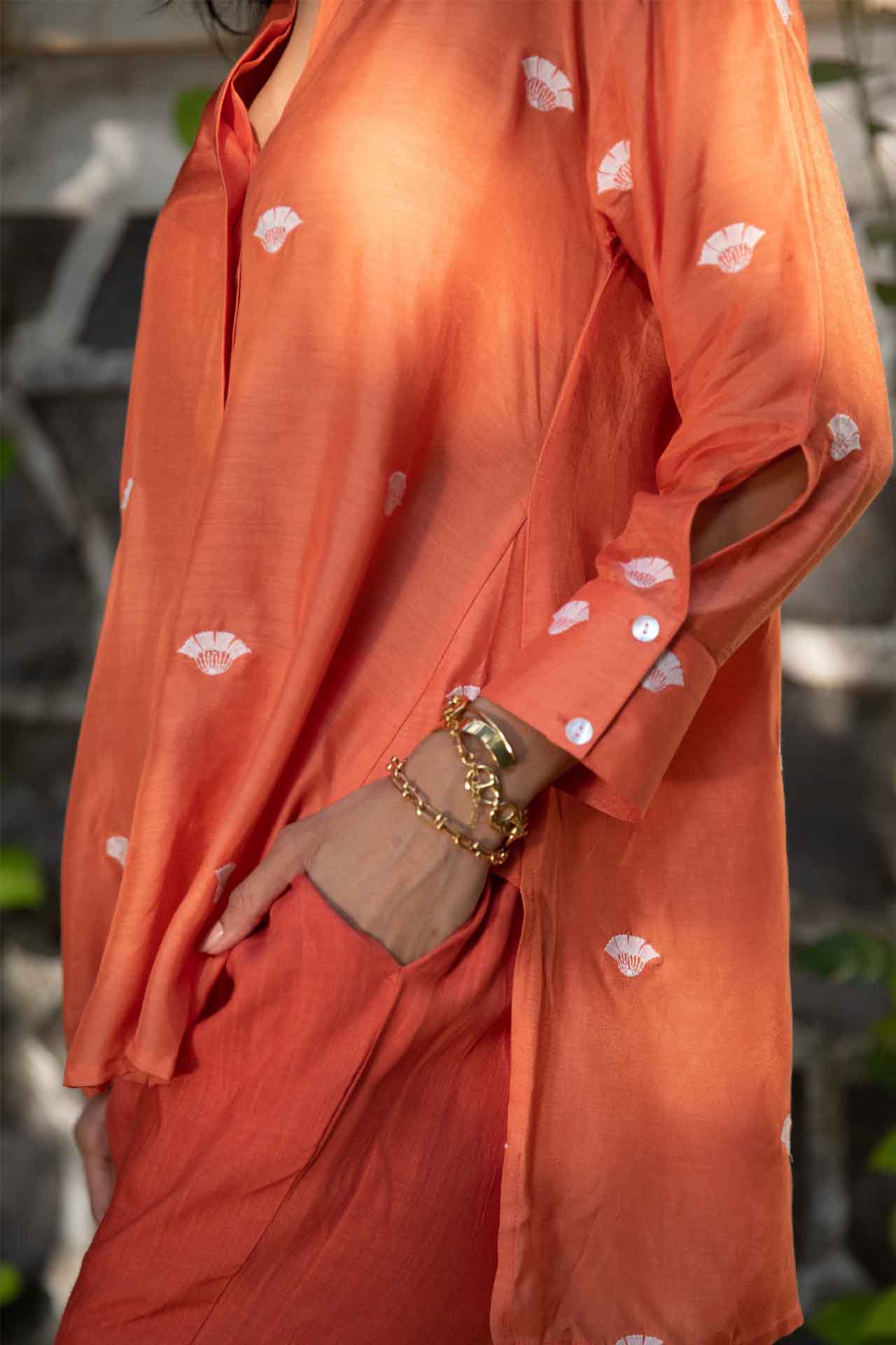 Orange Embroidered Muslin (Shirt only)