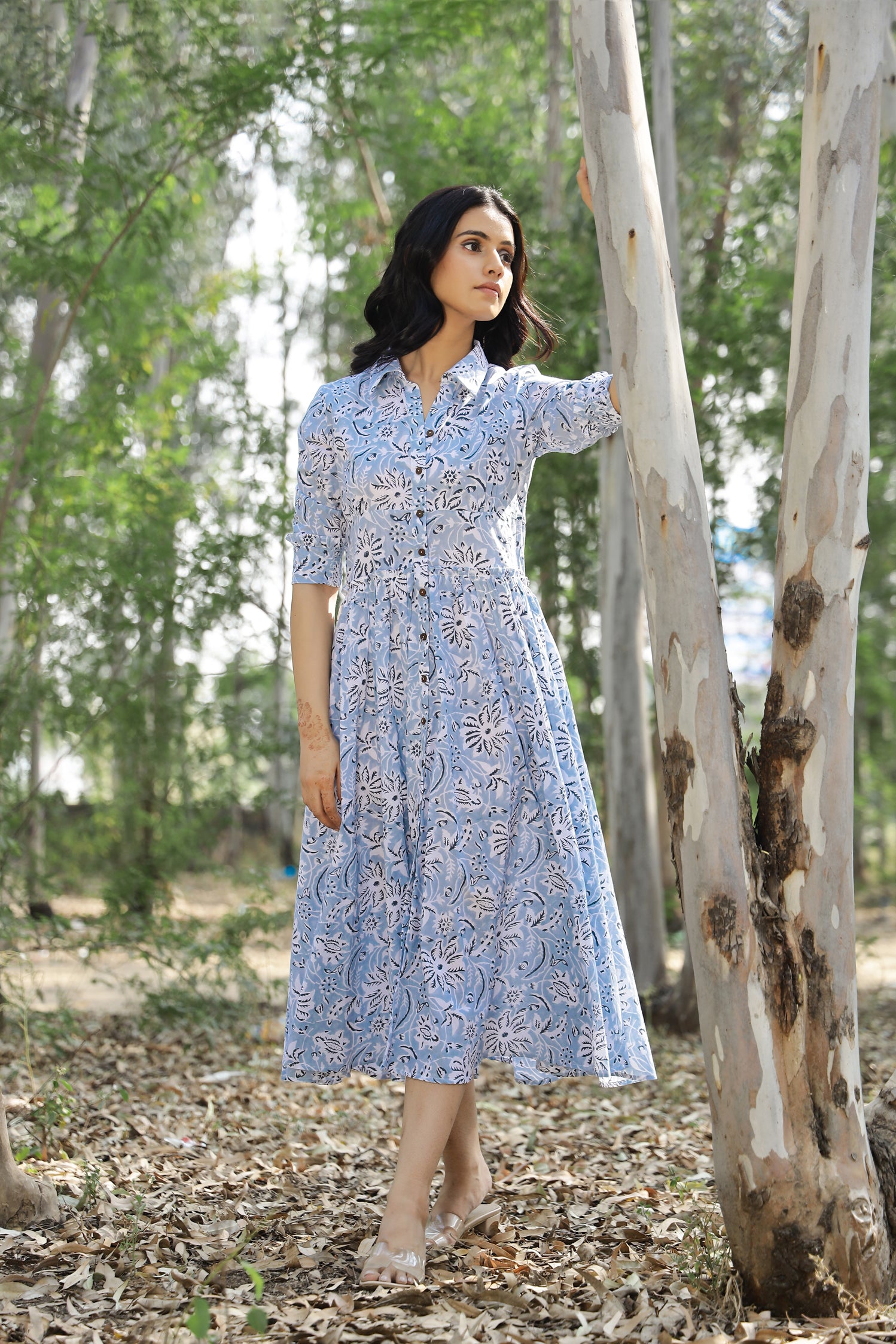 Azure Blue Shirt-Dress