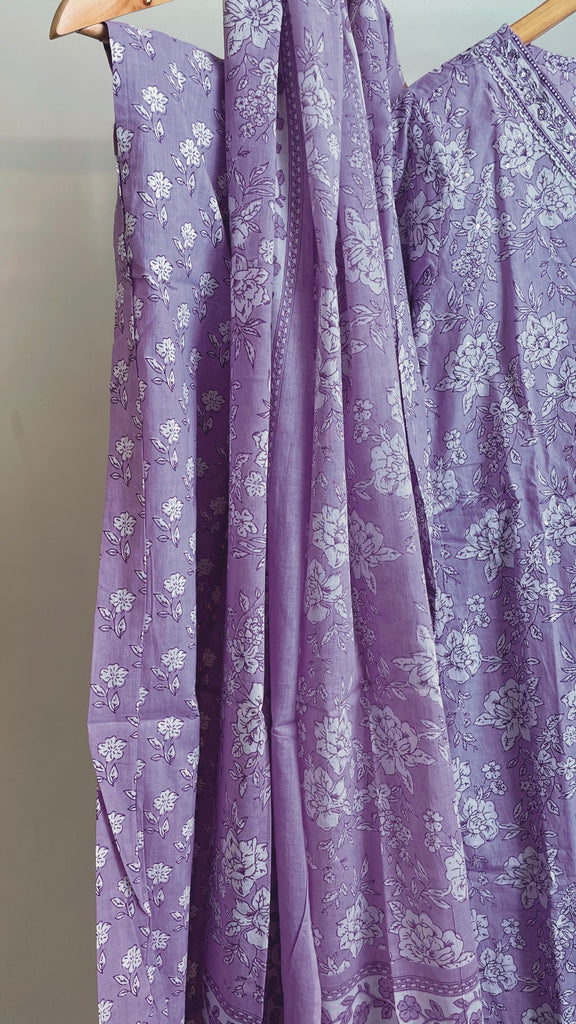 Purple Floral Tunic Set (Set of Three)