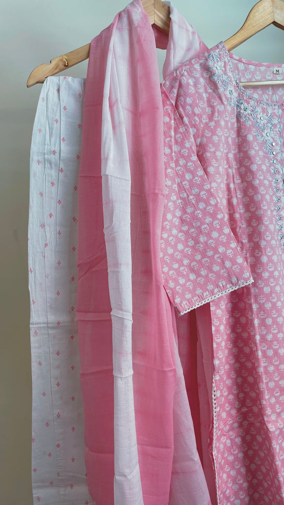 Pink Floral Tunic Set (Set of Three)