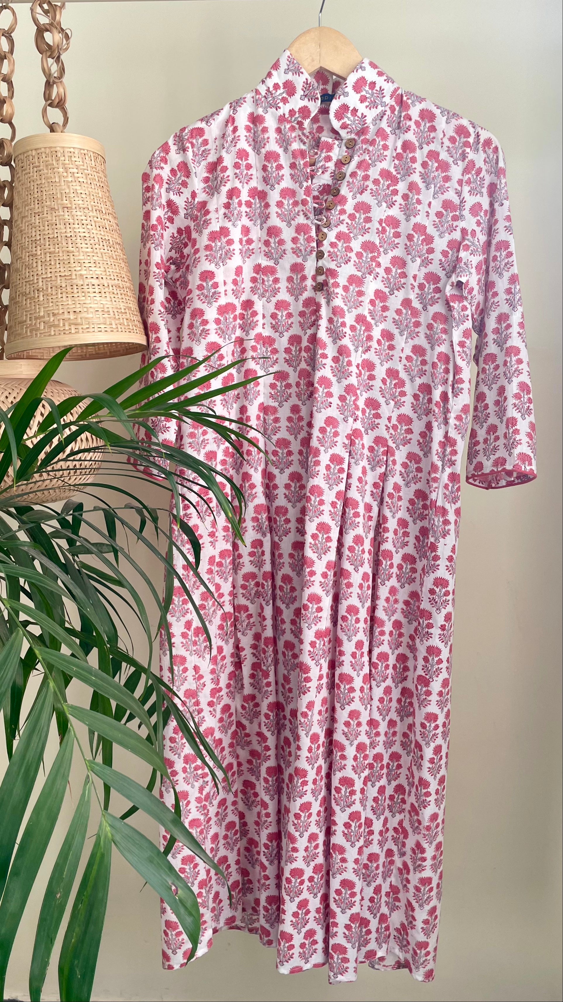 Pink Block Printed Maxi