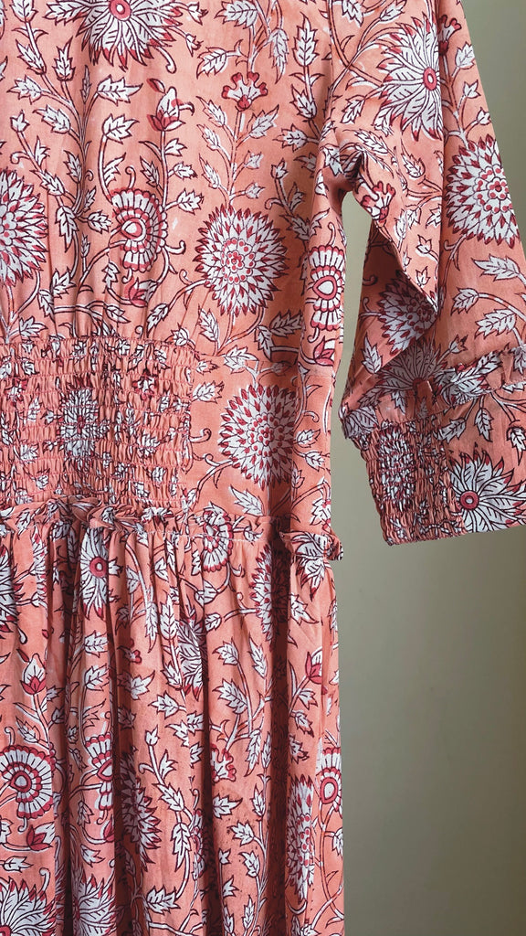 Peach Floral Shirt-Dress