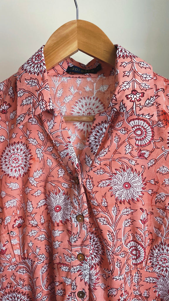 Peach Floral Shirt-Dress