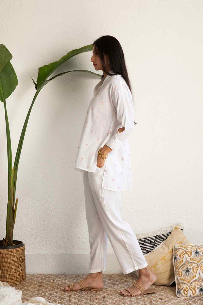 White Embroidered Co-ord Set (Set of Two)